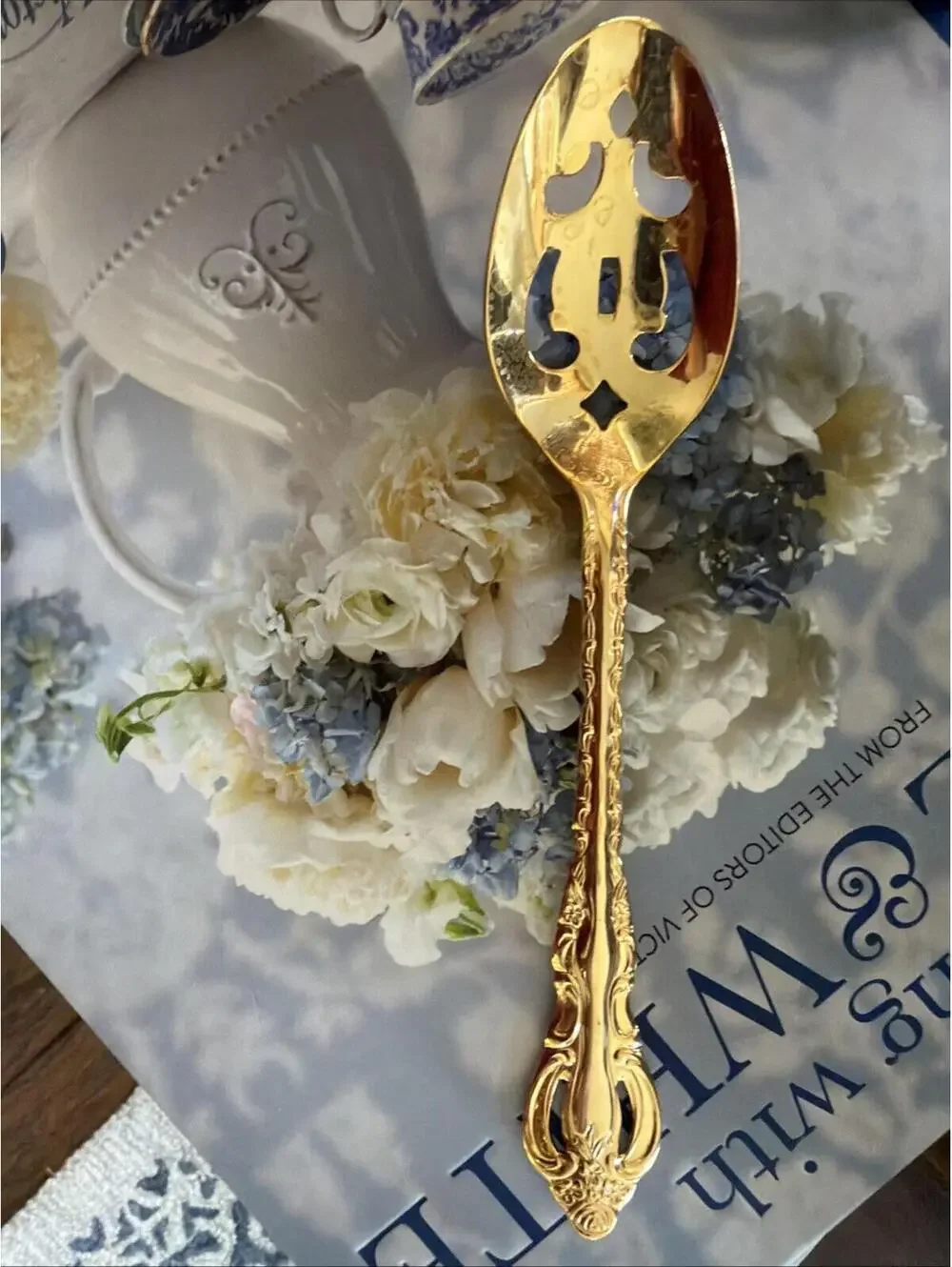 Wallace Silver “Countess” Gold Hostess Serving Set – 2 Pieces
